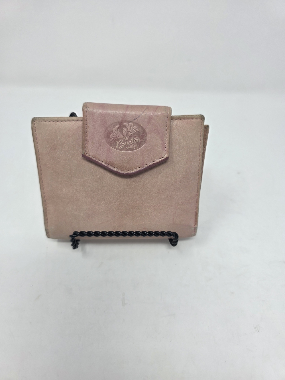 Buxton Leather Wallet Pink Snap Tab Kiss Lock Coin Purse ID Card Holder